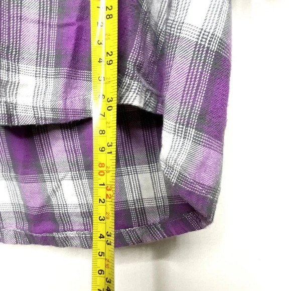 Back in the Saddle Embroidered Horse Purple Plaid Western Button Down Shirt Med - Picture 10 of 11